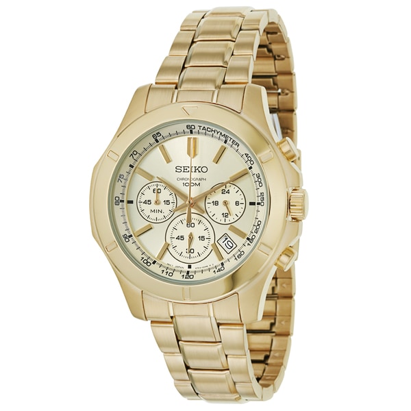 Seiko Men's SSB112 Yellow Gold plated Stainless Steel Chronograph Watch Seiko Men's Seiko Watches