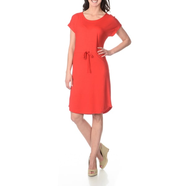 Lennie for Nina Leonard Women's Mandarin Red Drawstring Dress Lennie for Nina Leonard Casual Dresses