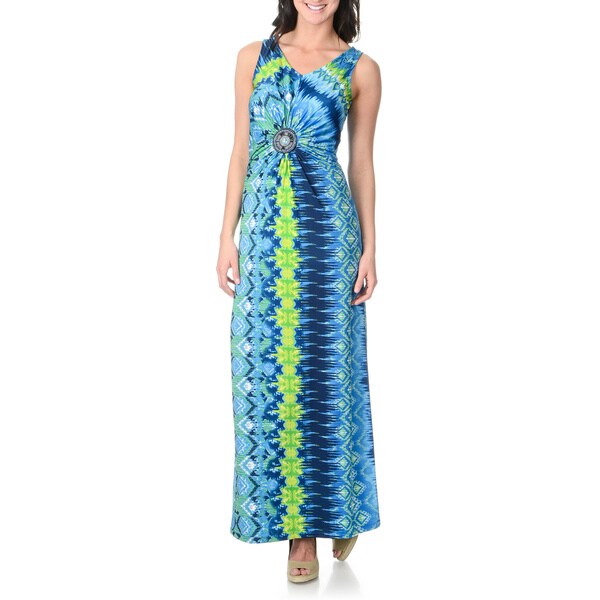Shop Lennie for Nina Leonard Women's Blue Abstract Aztec Maxi Dress ...