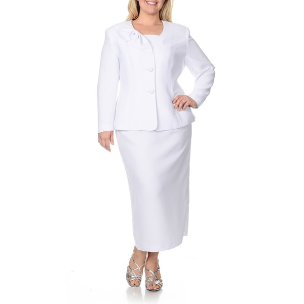 Shop Giovanna Signature Women's Plus-size Mock 3-piece Skirt Suit - On ...