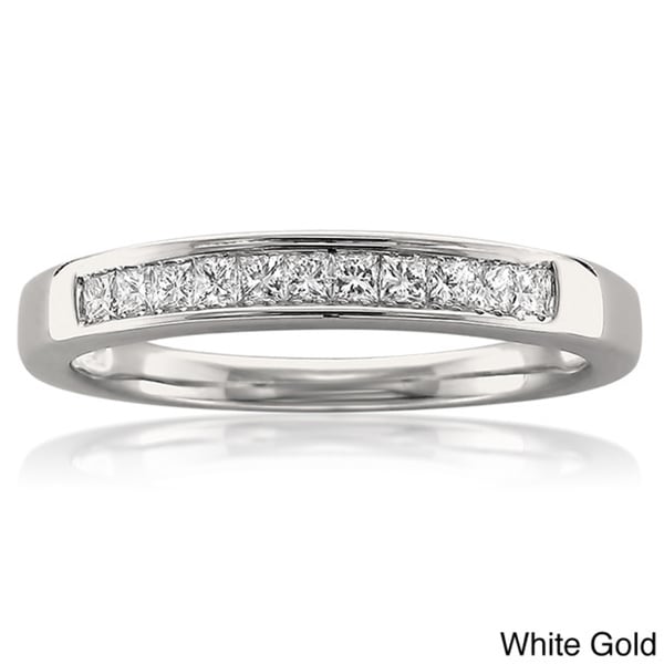 14k White or Yellow Gold 1/4ct TDW Princess Cut Channel set Wedding Band (I J, VS2) Women's Wedding Bands