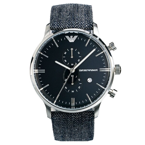 Shop Emporio Armani Men's AR1690 'Retro' Denim Band Watch - Free ...