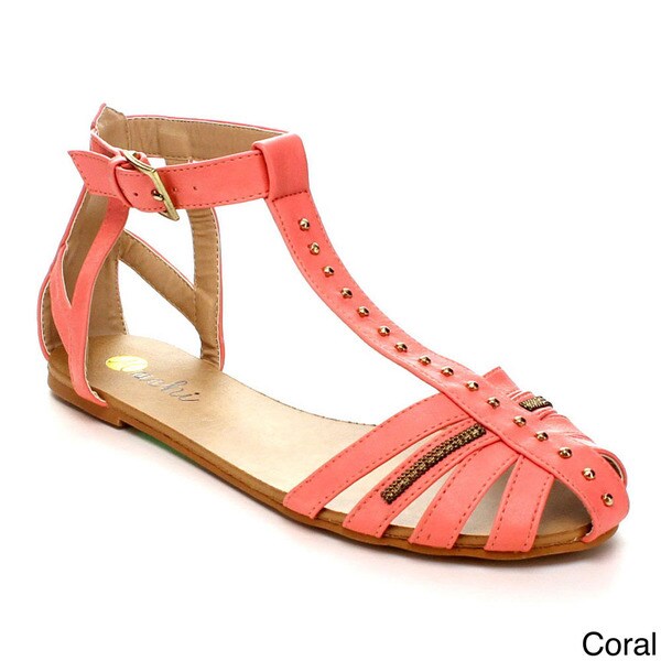 Machi Reagon 4 Womens Ankle T Strap Flat Gladiator Sandal