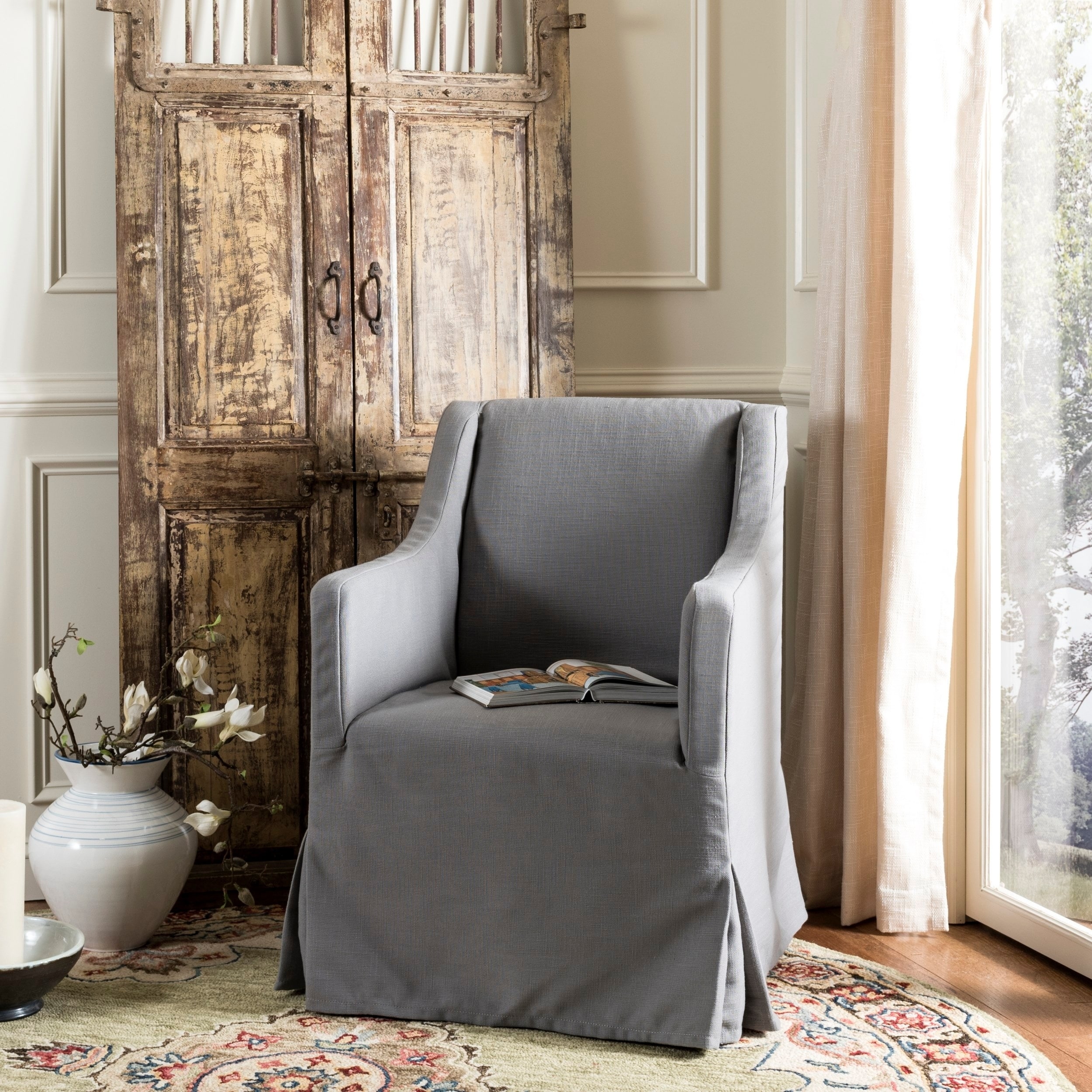 Safavieh Sandra Arctic Grey Slipcover Chair