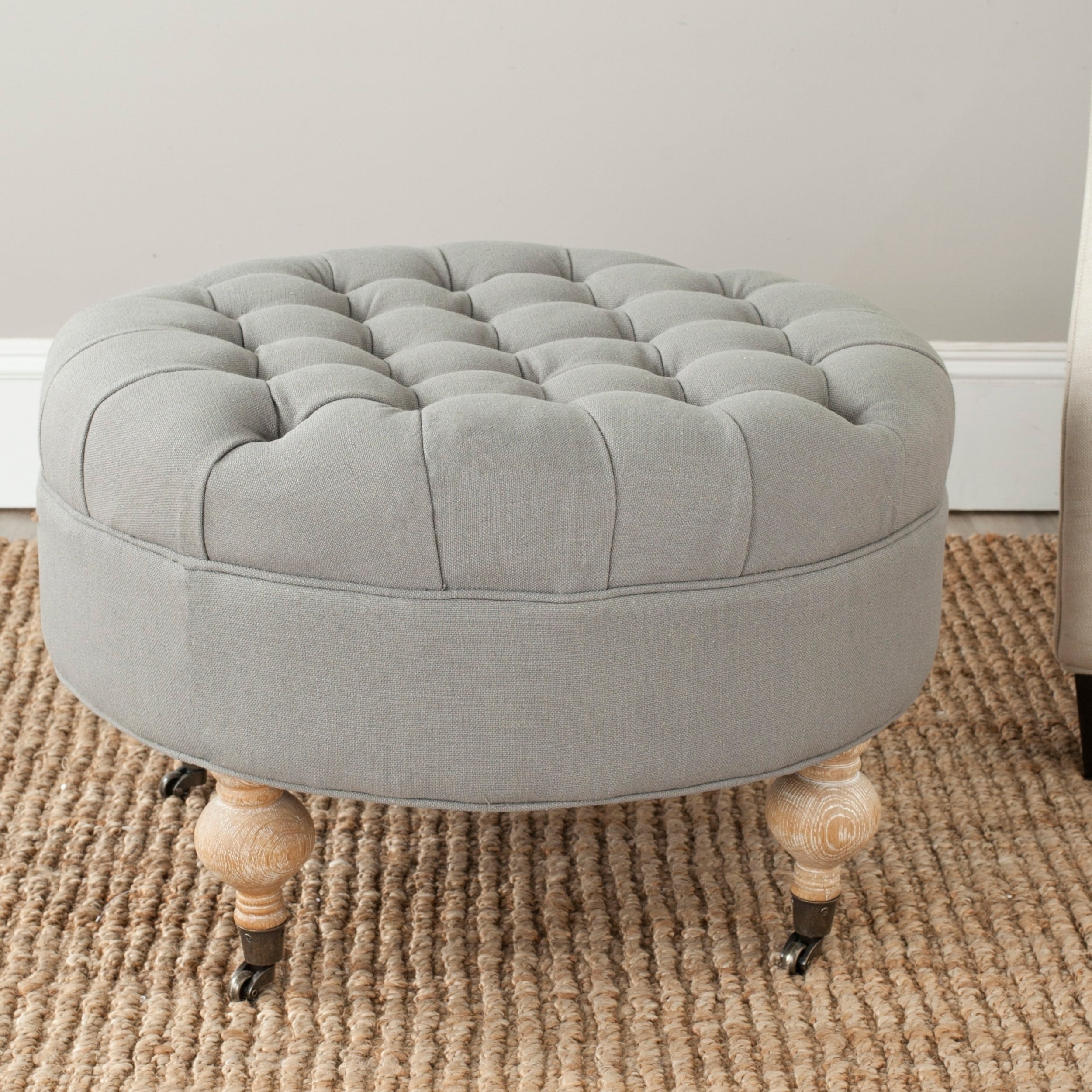 Safavieh Clara Granite Linen Round Ottoman