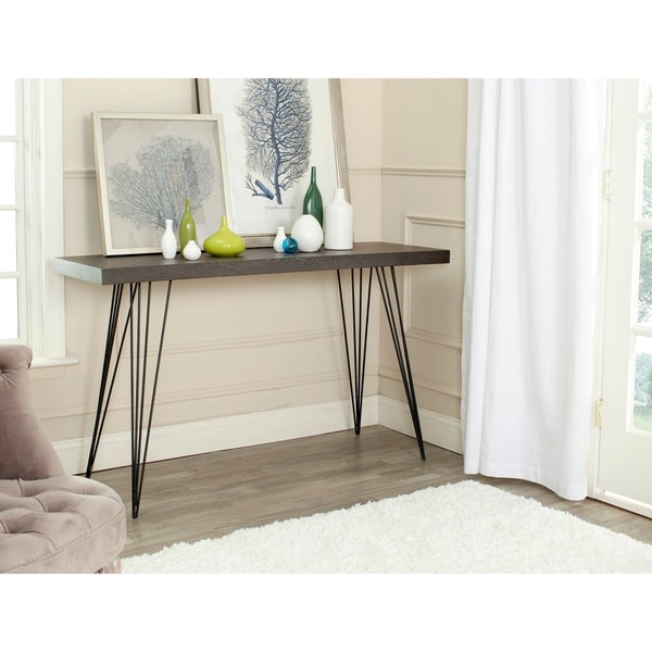 Safavieh Mid-Century Wolcott Dark Brown/ Black Lacquer Console - 55" x 17.5" x 32"