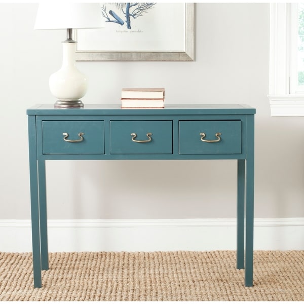 Safavieh Cindy Teal 3-drawer Console Table - 39.4" x 14.2" x 31.7"