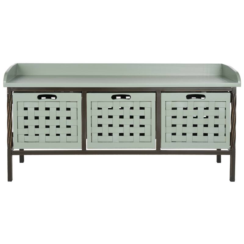 SAFAVIEH Isaac Grey Wooden Entryway Storage Bench - 42.5" x 15.5" x 20"