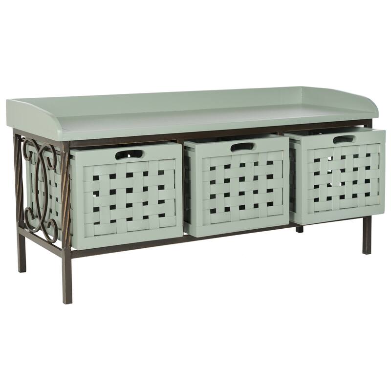 SAFAVIEH Isaac Grey Wooden Entryway Storage Bench - 42.5" x 15.5" x 20"