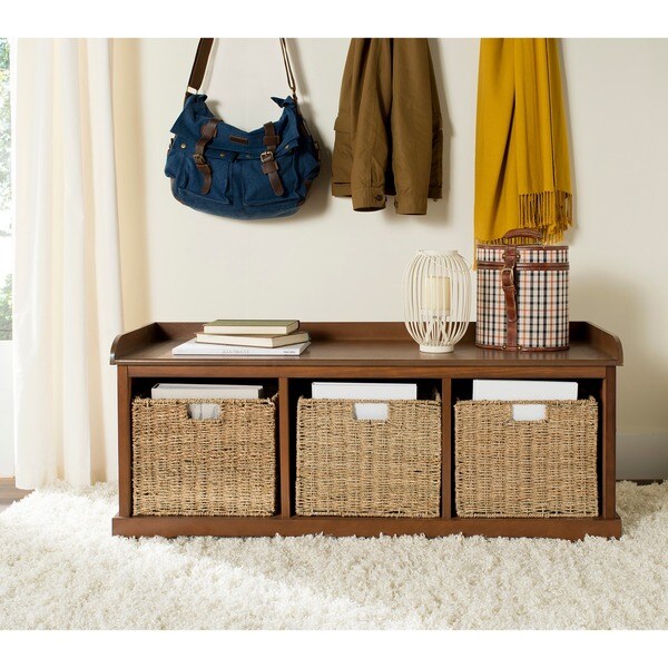 lonan white storage bench