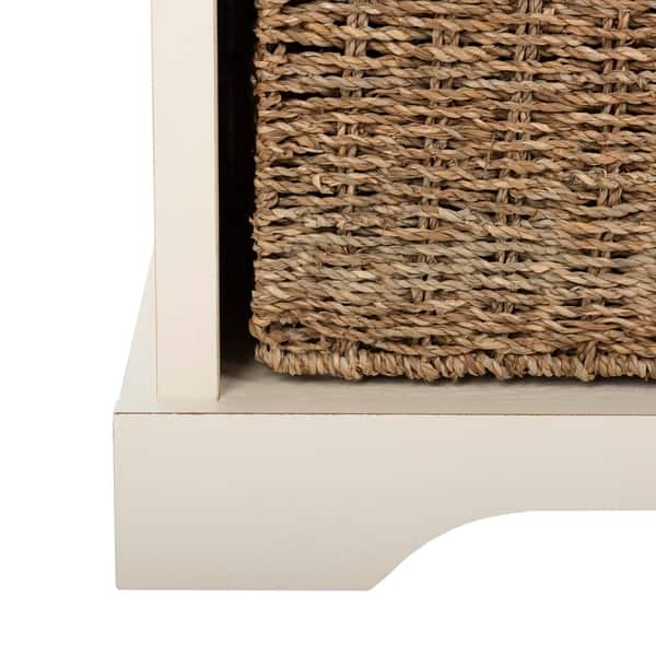 Shop Safavieh Lonan White 3 Drawer Wicker Storage Bench On Sale