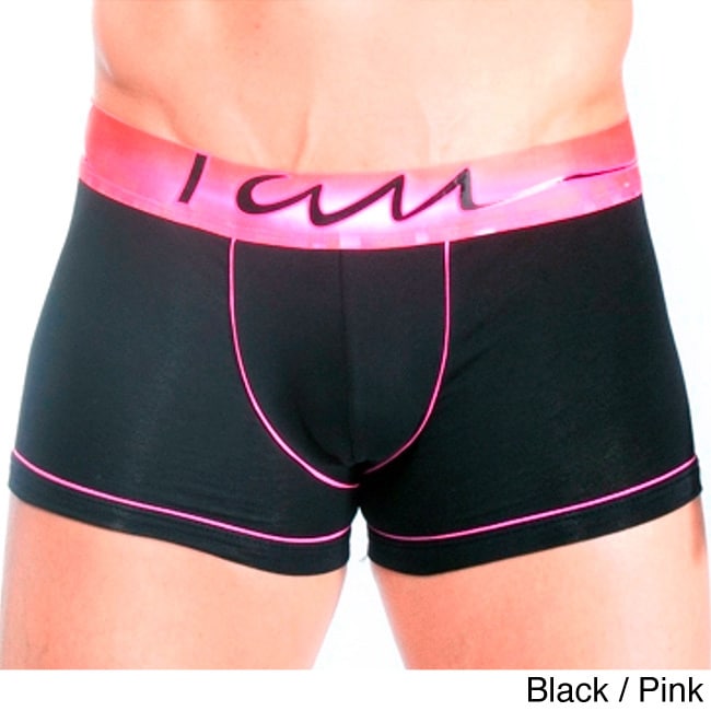 Rounderwear Mens Black Boxer Trunks With Bright Trim Black Size S