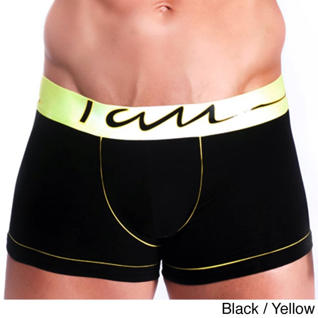 Rounderwear Mens Black Boxer Trunks With Bright Trim Black Size S