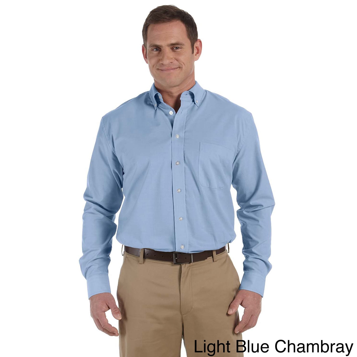 Mens Long sleeve Button down Chambray Shirt