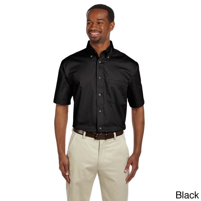 Mens Easy Blend Short Sleeve Twill Shirt With Stain release