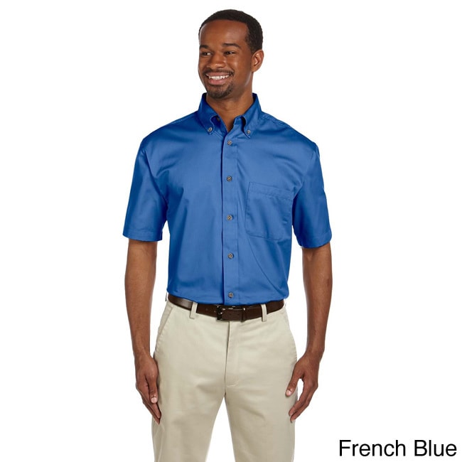 Mens Easy Blend Short Sleeve Twill Shirt With Stain release