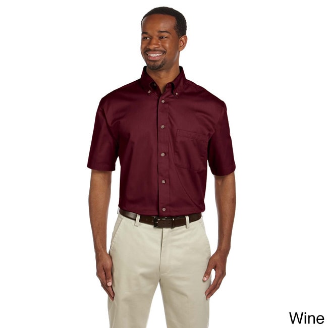 Mens Easy Blend Short Sleeve Twill Shirt With Stain release