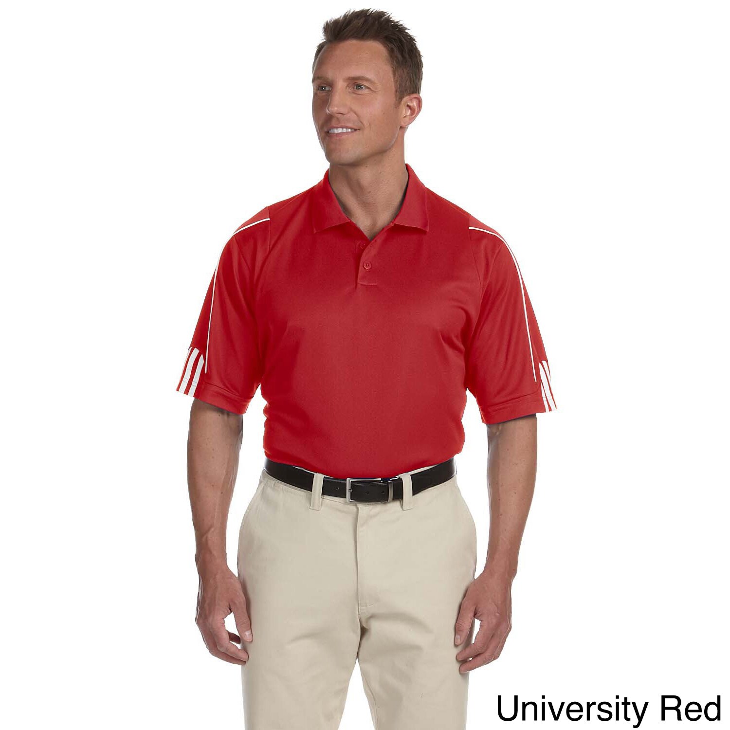 Adidas Mens Climalite 3 stripes Cuffed Polo Shirt