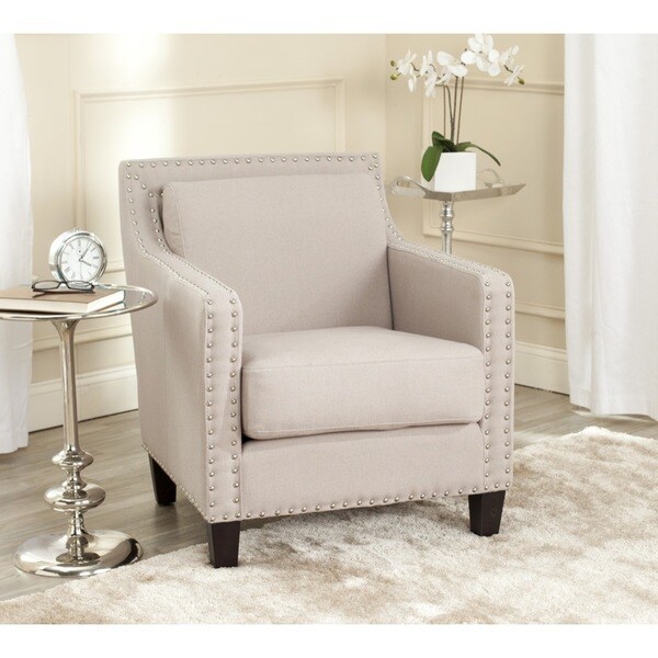 Shop Safavieh Charles George Taupe Linen Arm Chair - Free Shipping ...