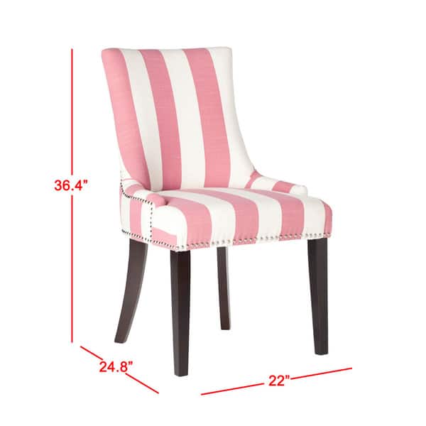 SAFAVIEH Dining Lester Pink/ White Stripe Dining Chairs (Set of 2) - 22" x 24.8" x 36.4"
