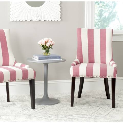 SAFAVIEH Dining Lester Pink/ White Stripe Dining Chairs (Set of 2) - 22" x 24.8" x 36.4"