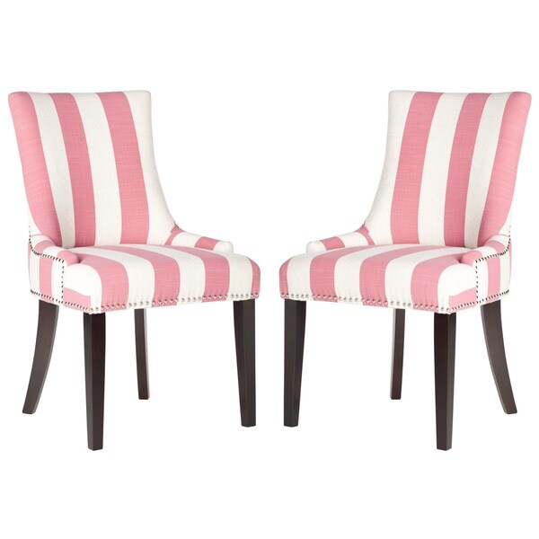 pink and white striped chair