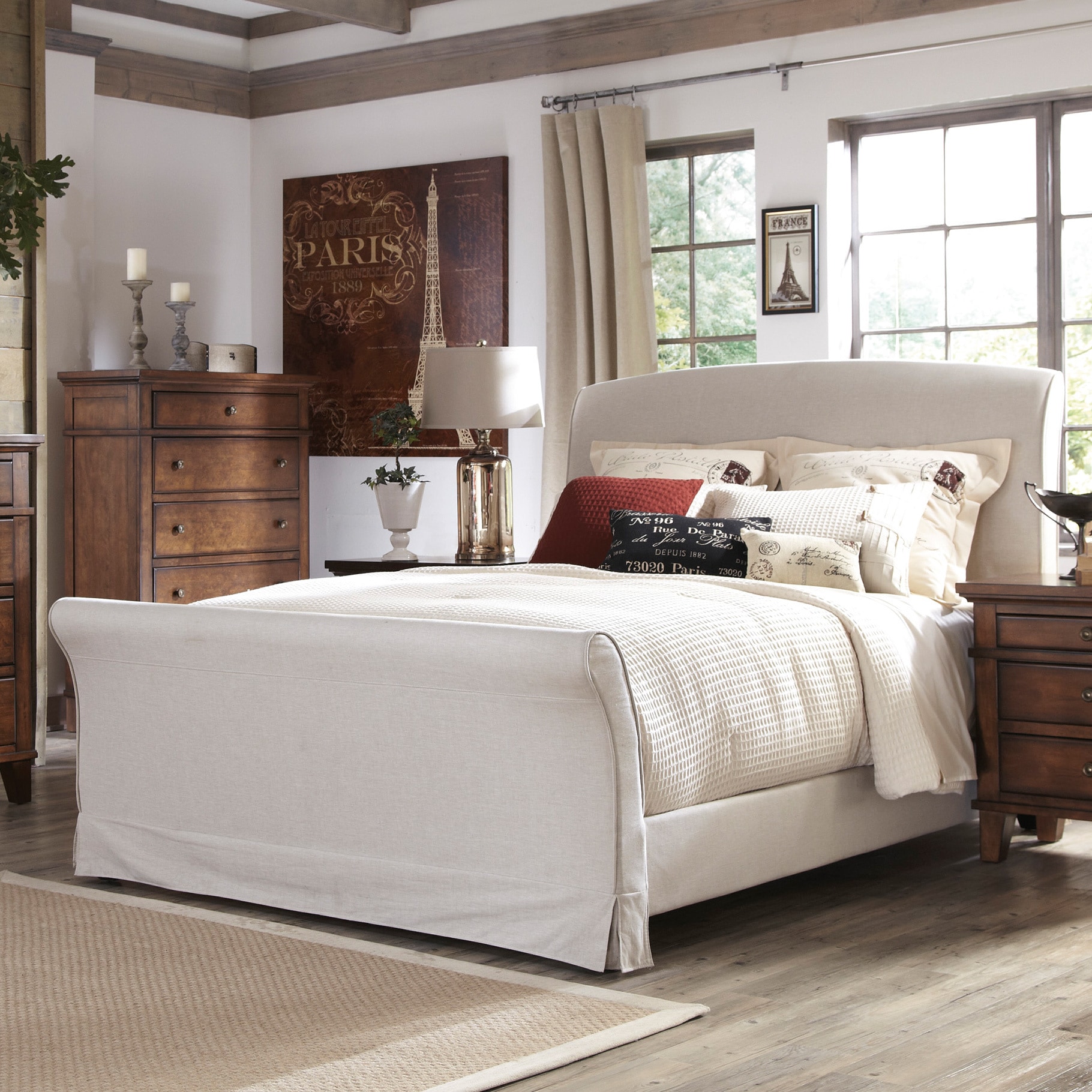 Signature Design By Ashley Burkesville Burnished Brown Upholstered Queen Sleigh Bed