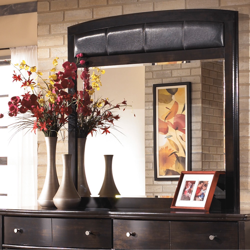 Harmony Dark Brown Faux Leather Bedroom Mirror