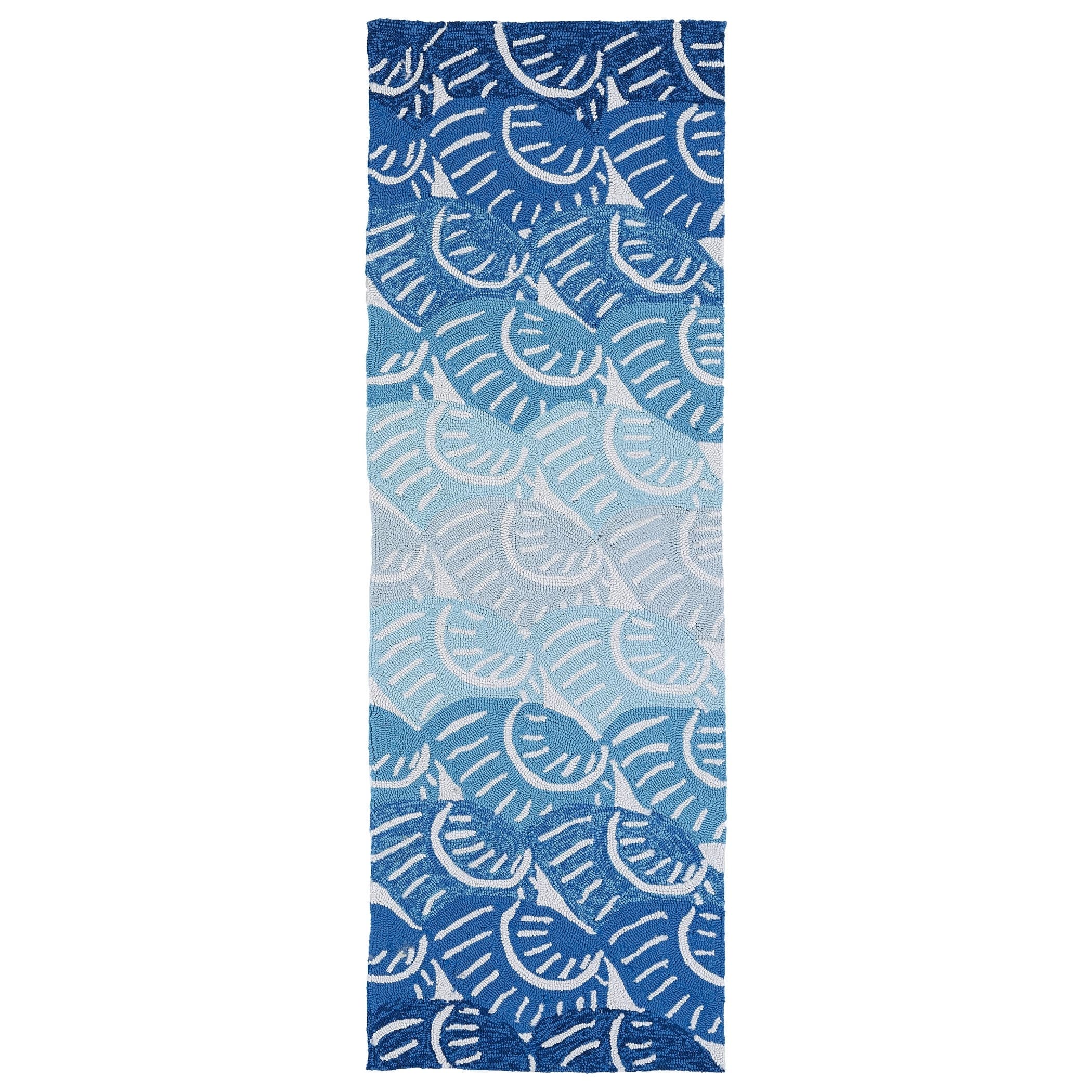 Indoor/outdoor Luau Blue Seashell Rug (2 X 6)