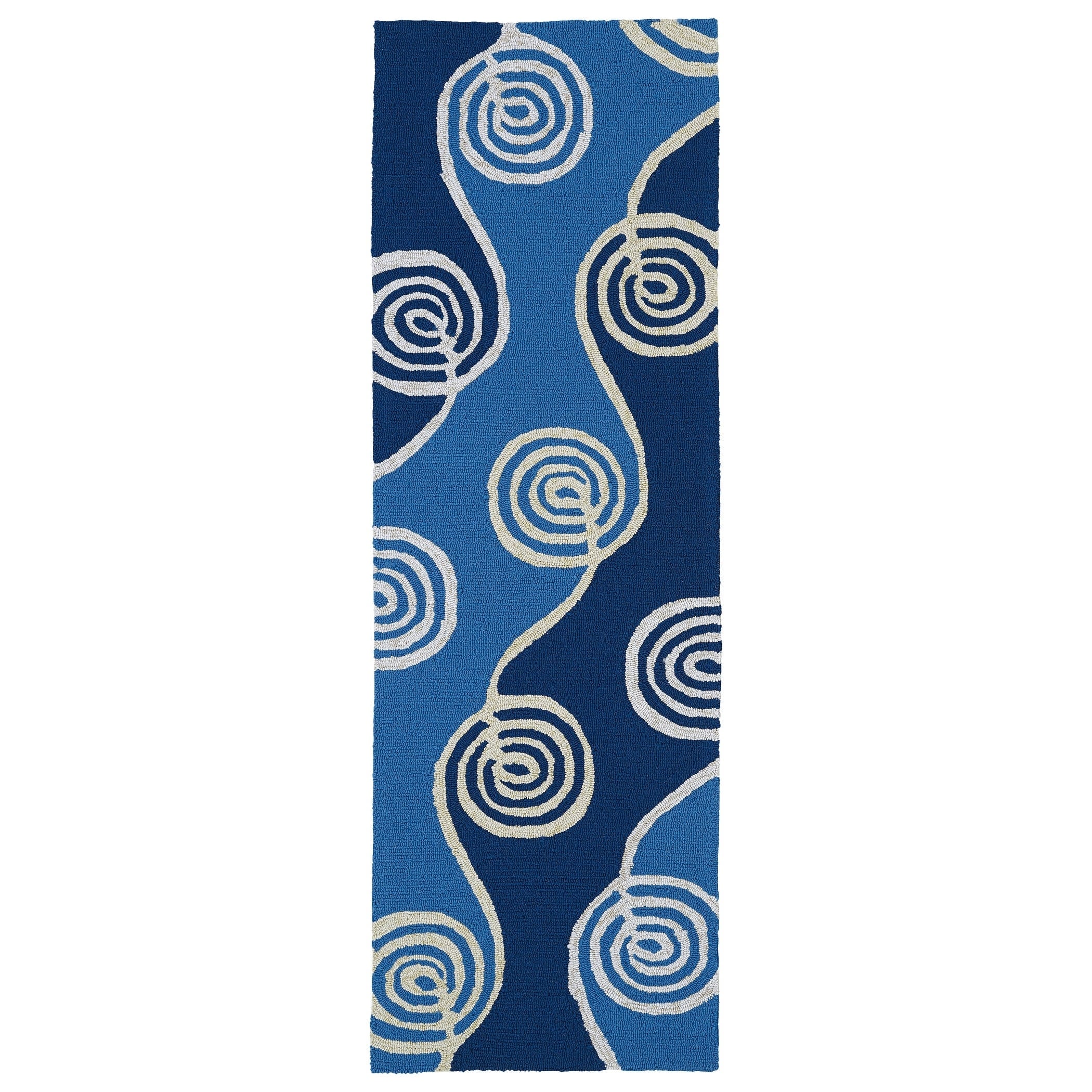 Indoor/outdoor Fiesta Waves Blue Rug (2 X 6)