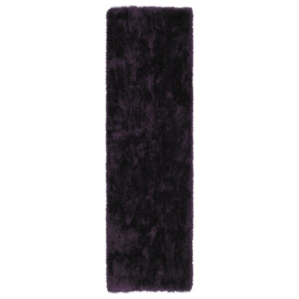 Hand-Tufted Silky Shag Purple Rug (2'3 x 8') - 2'3" x 8'