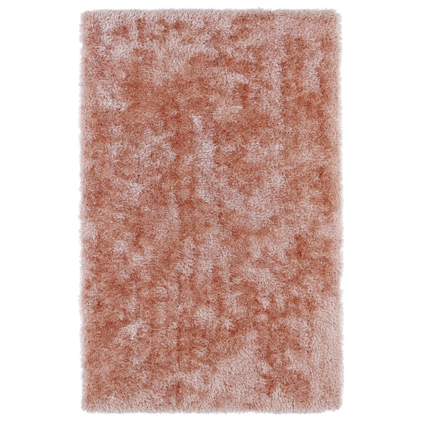 Hand-Tufted Silky Shag Salmon Rug (3' x 5') - 3' x 5'
