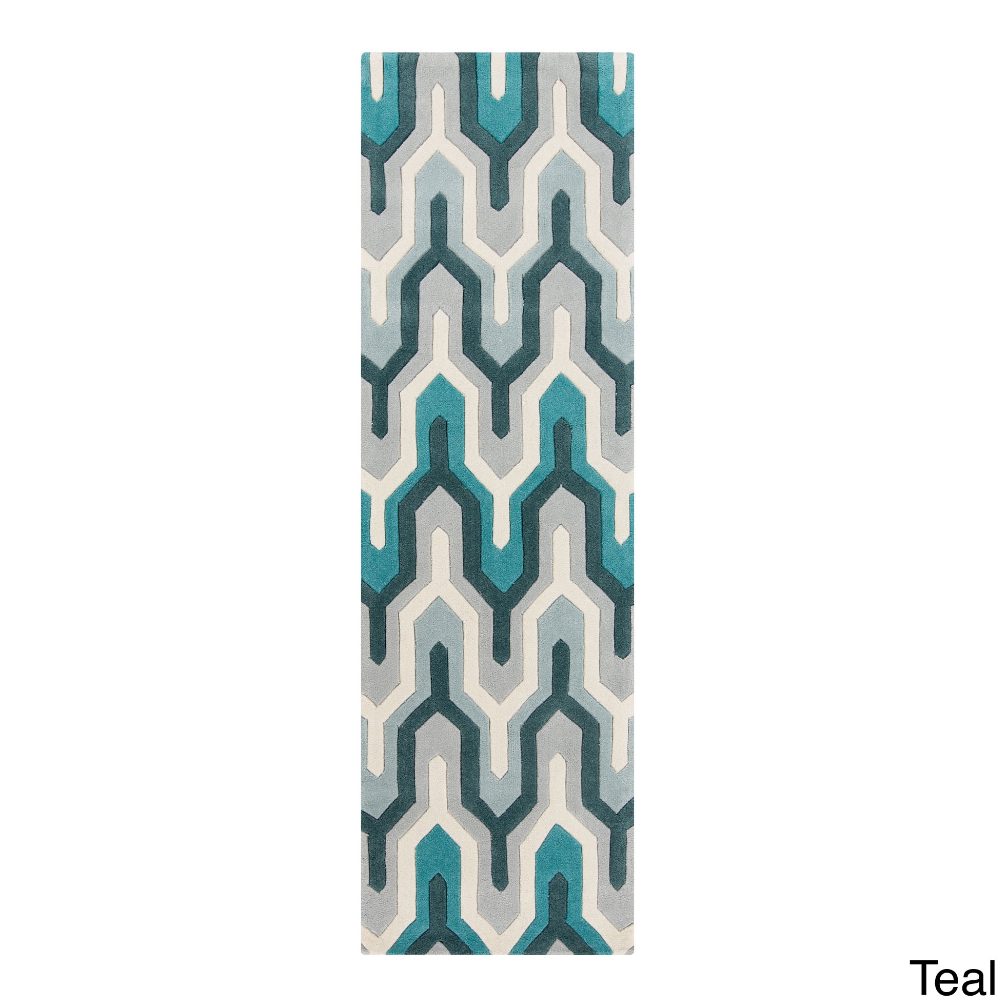 Hand tufted Geometric Contemporary Runner Rug (26 X 8)