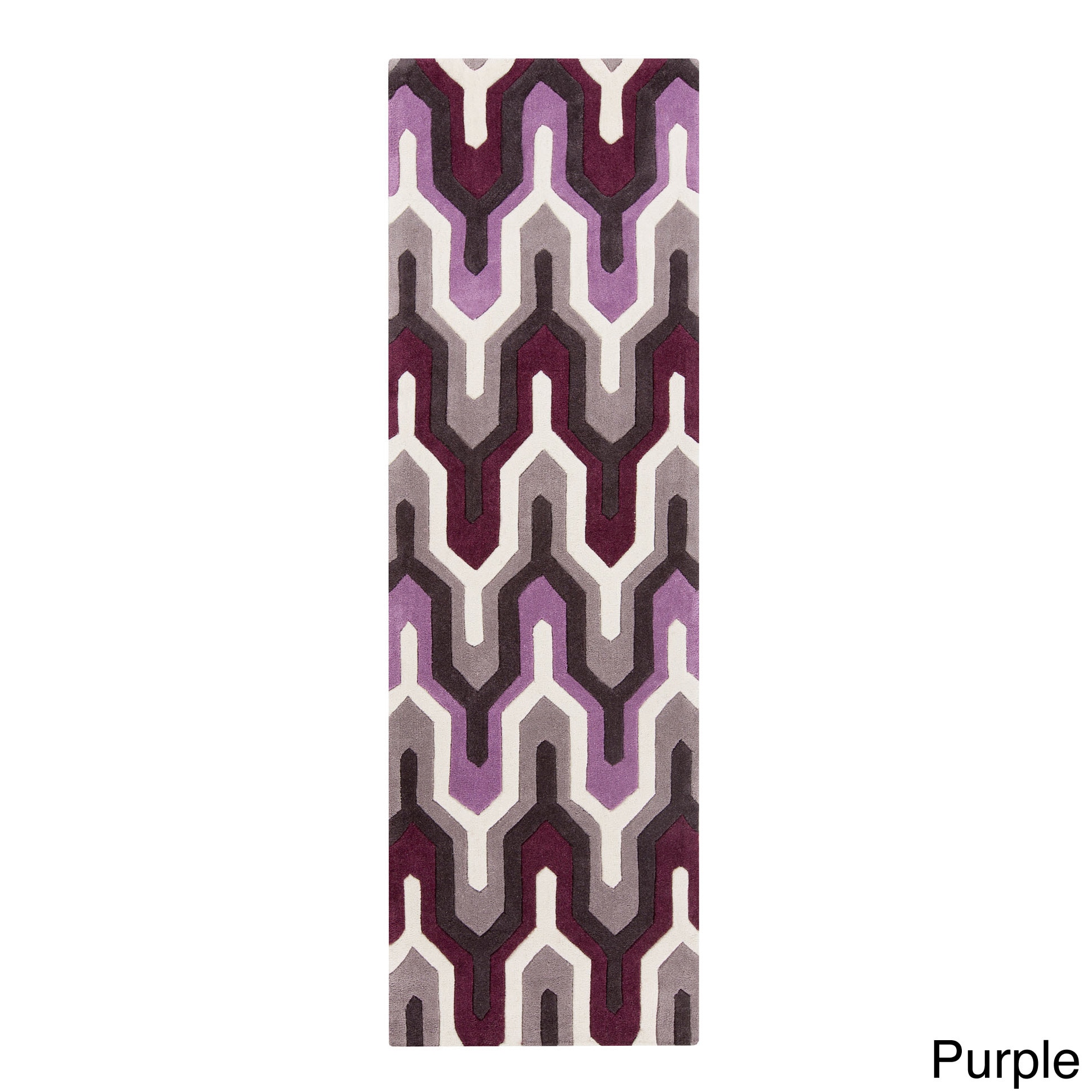 Hand tufted Geometric Contemporary Runner Rug (26 X 8)