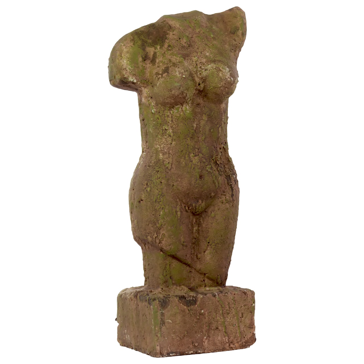 Stoneware Woman Bust Moss Finish