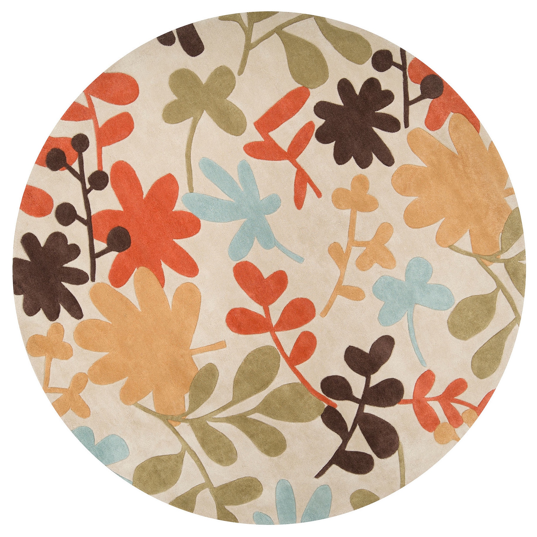 Hand tufted Floral Contemporary Round Area Rug (8 Round)