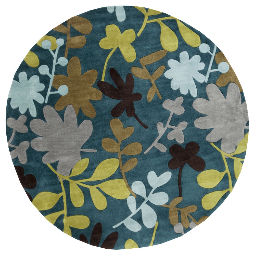 Hand tufted Floral Contemporary Round Area Rug (8 Round)