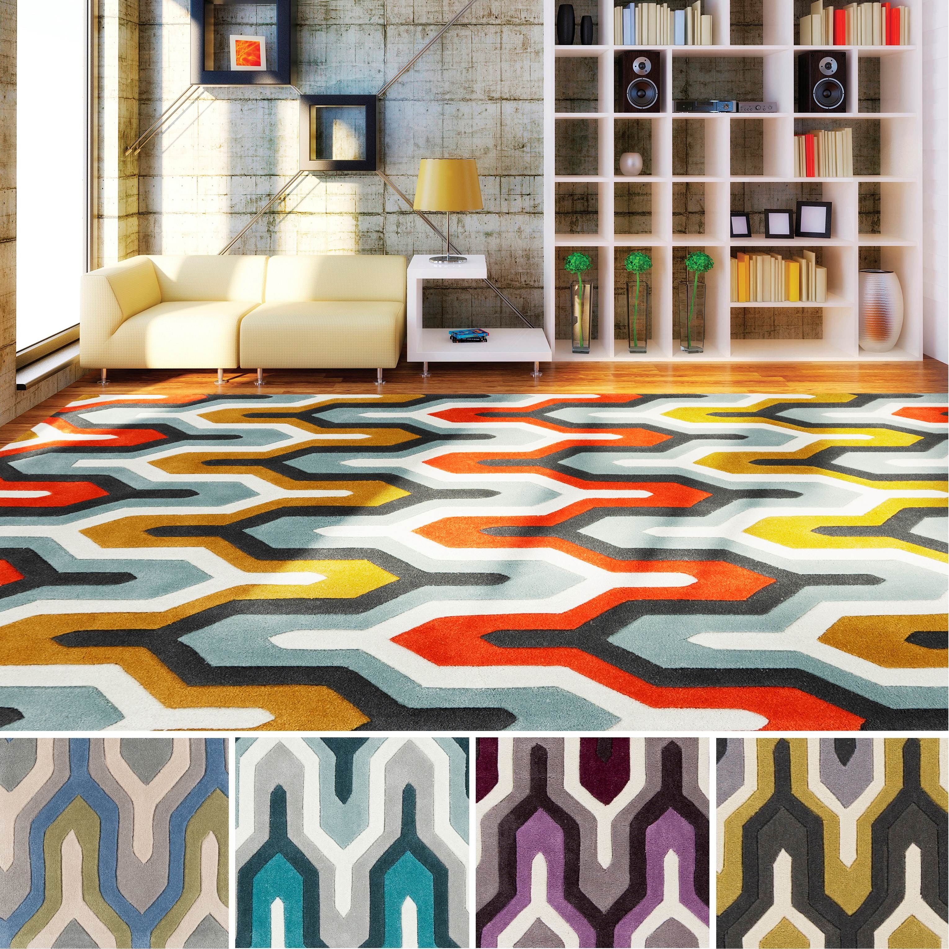 Hand tufted Geometric Contemporary Area Rug (36 X 56)