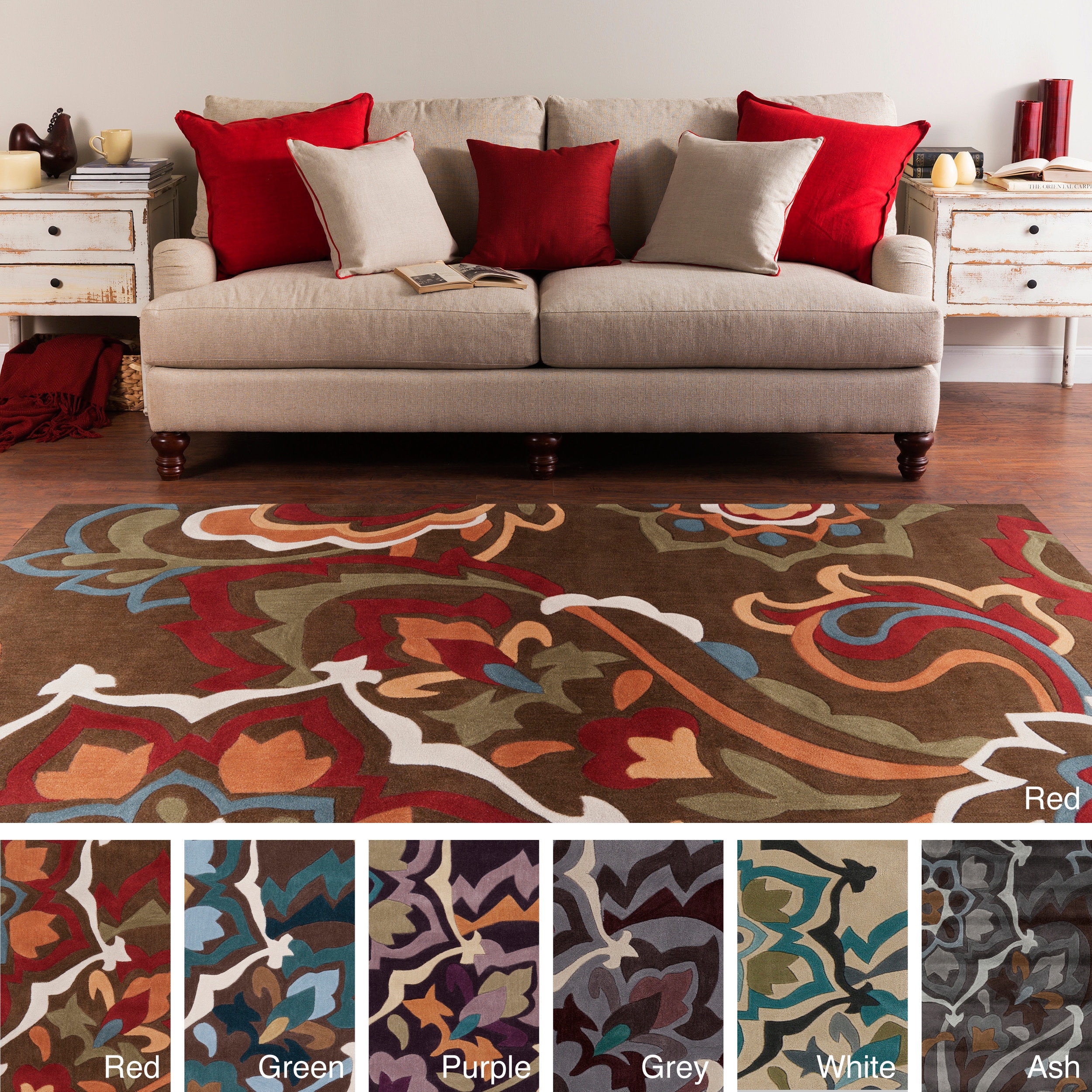 Hand tufted Floral Contemporary Area Rug (36 X 56)