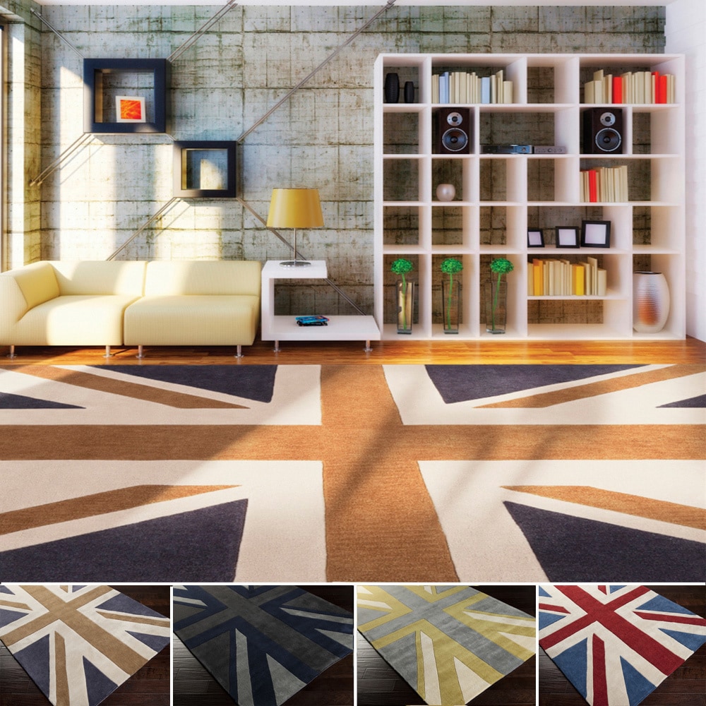 Hand tufted Union Jack Novelty Contemporary Area Rug (36 X 56)