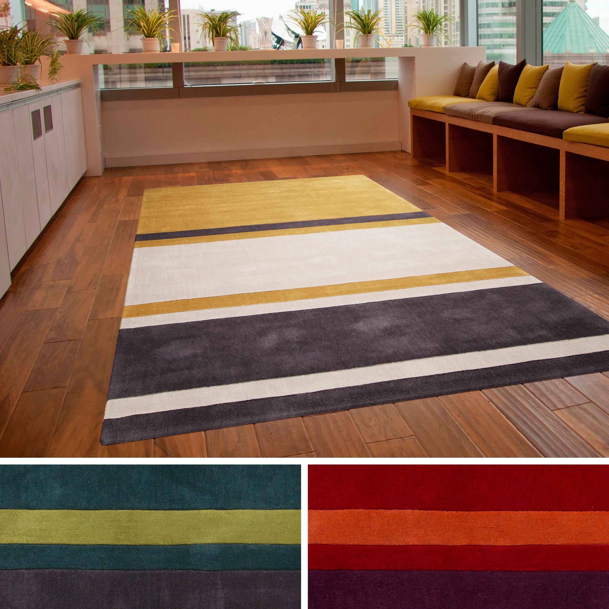 Hand tufted Stripe Contemporary Area Rug (36 X 56)