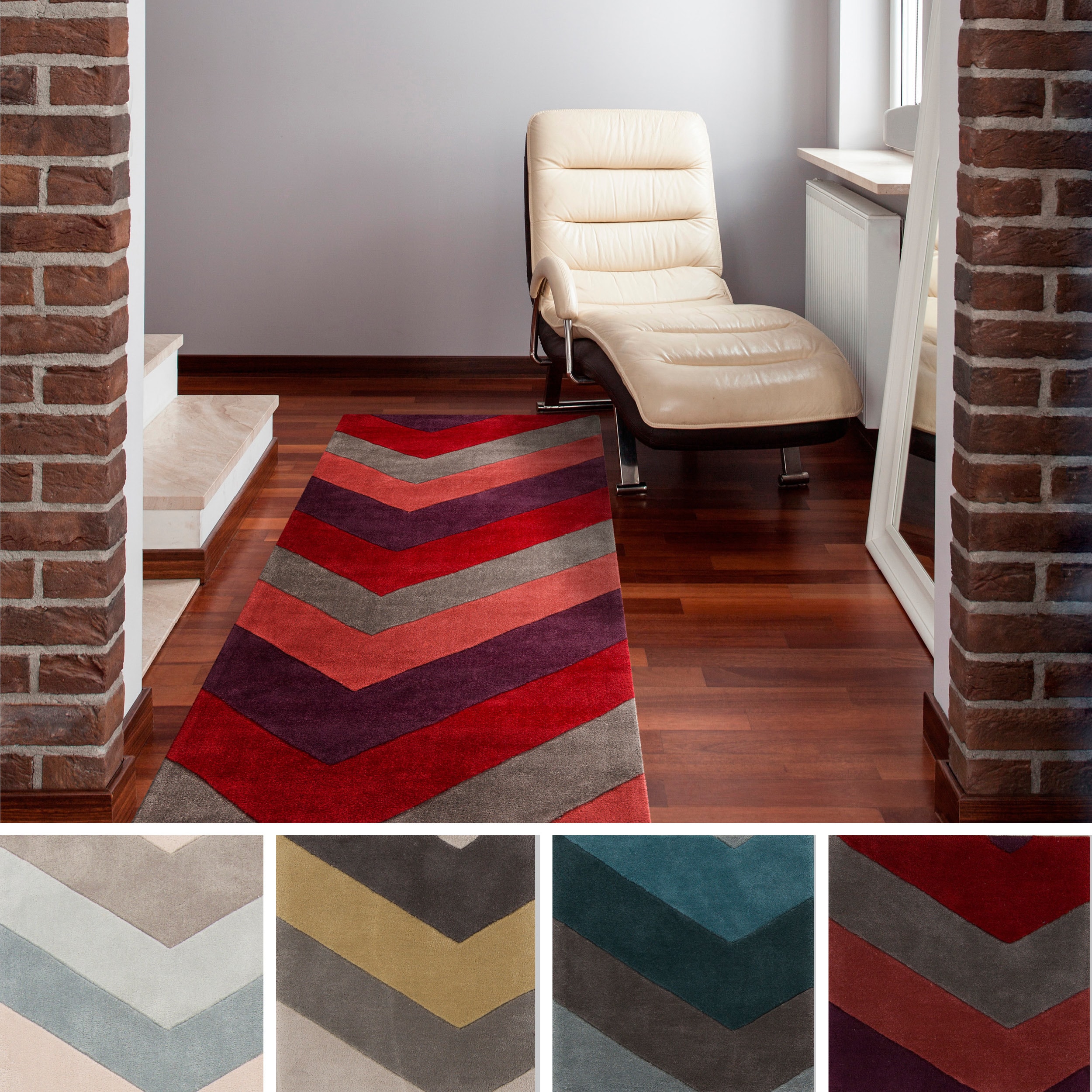 Hand tufted Chevron Geometric Contemporary Runner Rug (26 X 8)