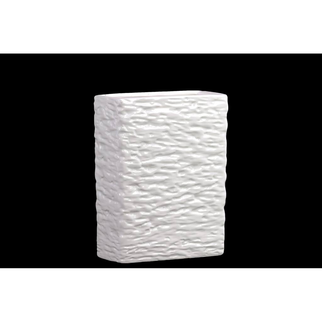 Ceramic Vase Small Textured Gloss White