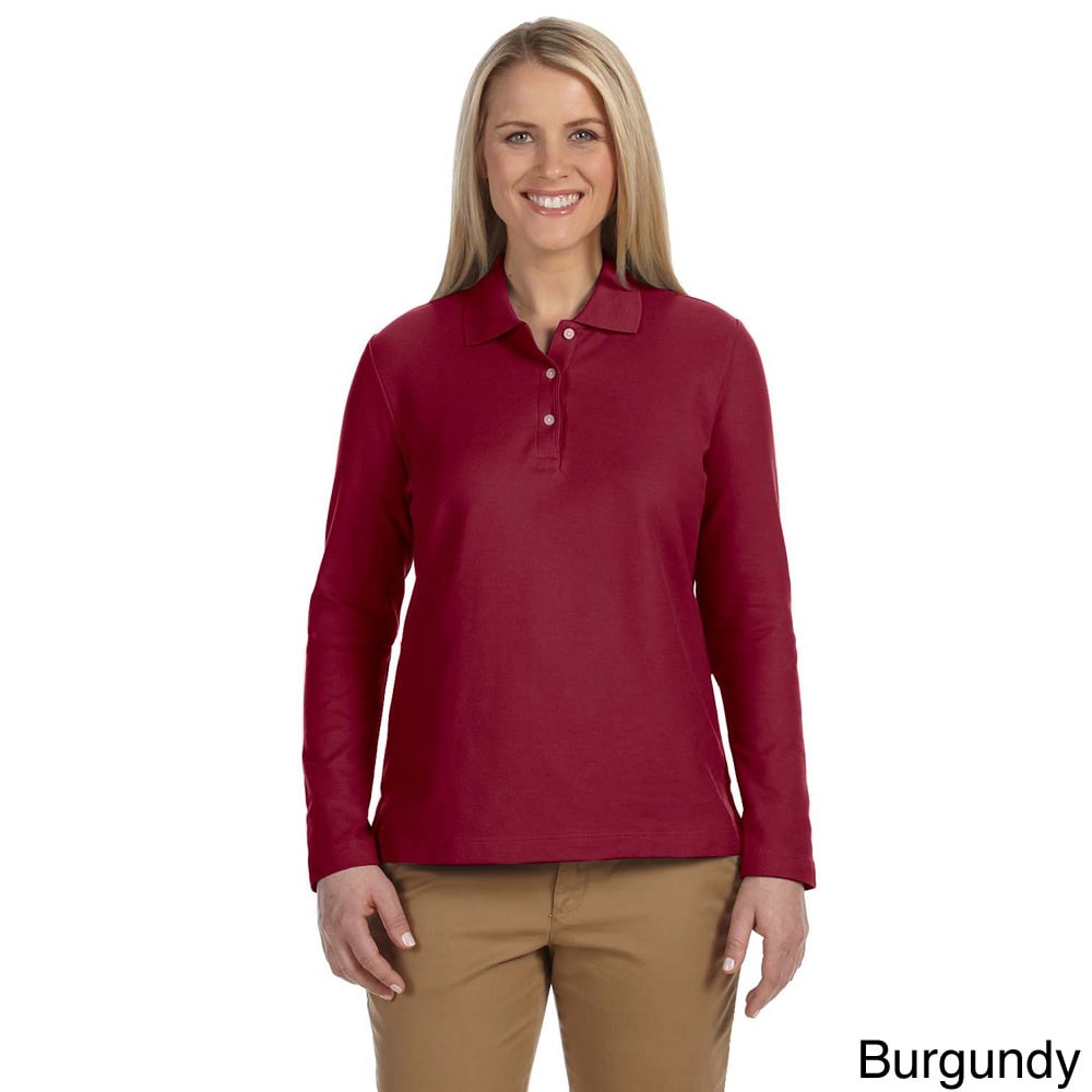 Devon and Jones Womens Pima Piqu?? Long sleeve Polo Shirt Red Size XXL (18)