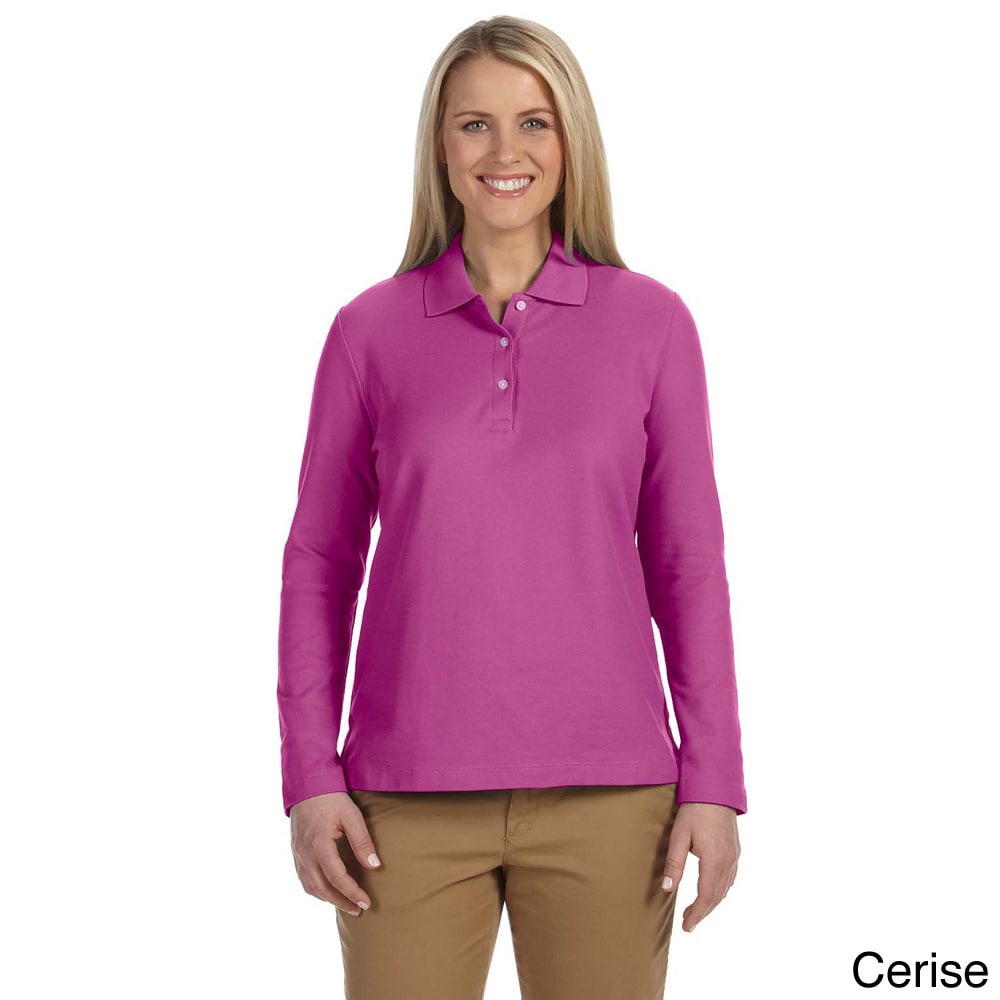 Devon and Jones Womens Pima Piqu?? Long sleeve Polo Shirt Purple Size XXL (18)