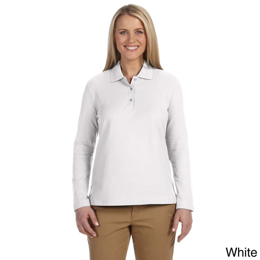 white long sleeve polo for ladies