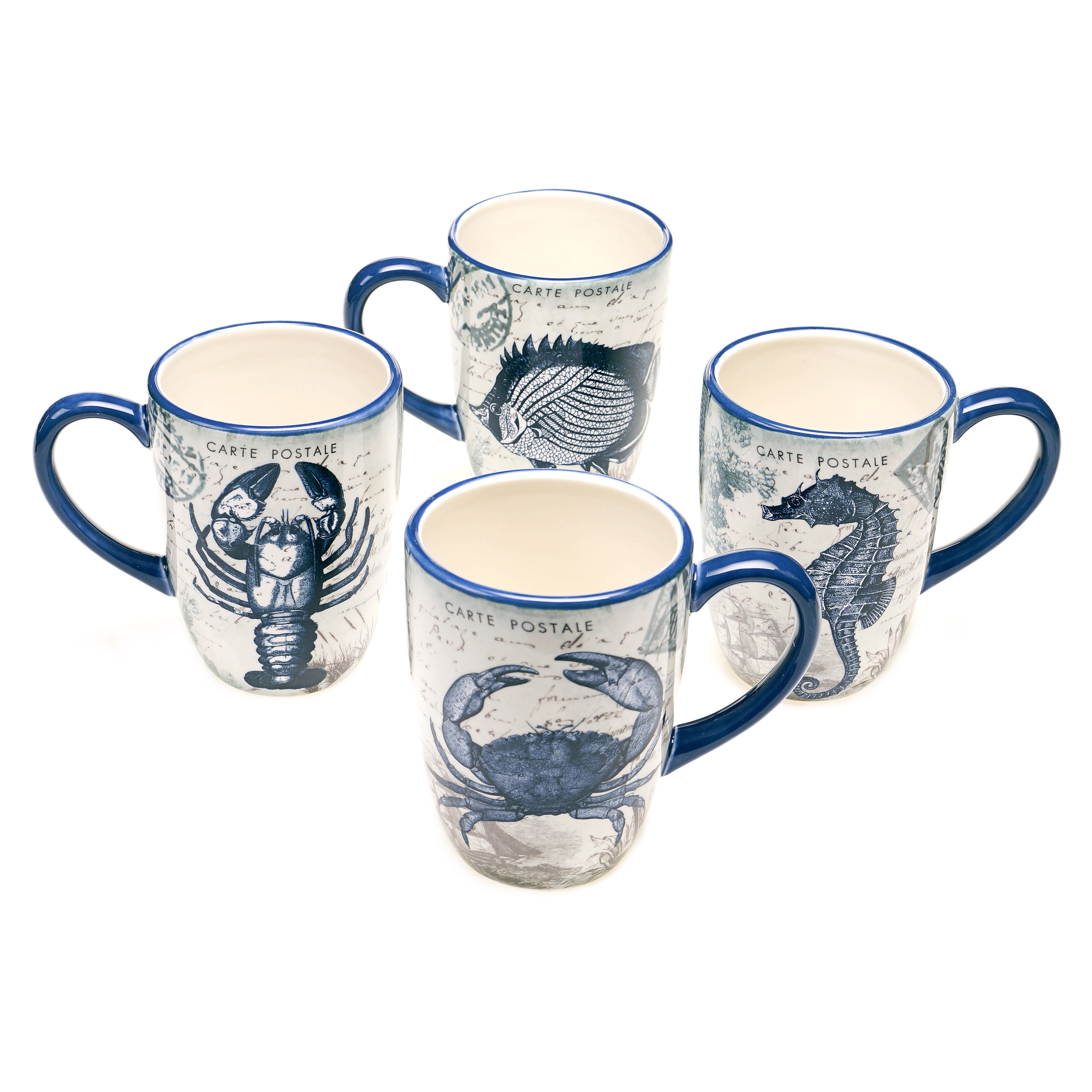 Coastal Postcards 20 ounce Assorted Mugs (set Of 4)