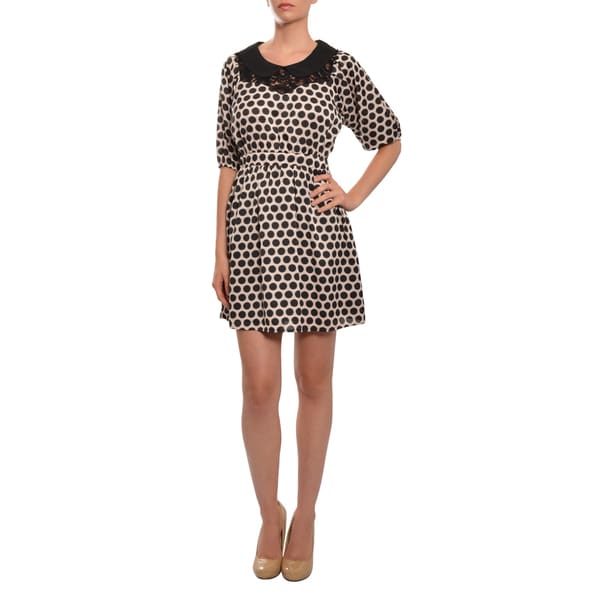 Moon Collection Womens Black/ Blush Polka Dot Dress