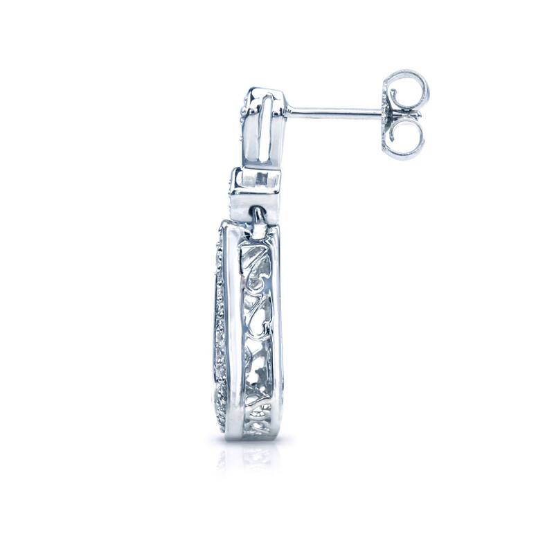 Auriya 14k White Gold 3/5ct TDW 'Dancing Stone' Moving Diamond Earrings (H-I, I1-I2)