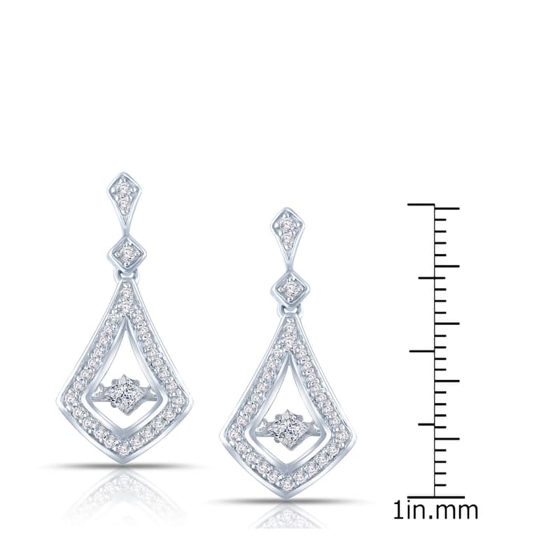 Auriya 14k White Gold 3/5ct TDW 'Dancing Stone' Moving Diamond Earrings (H-I, I1-I2)
